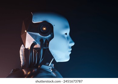 AI humanoid robot concept face. 3d rendering