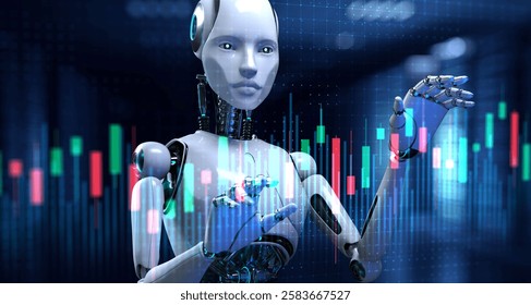 AI Integration in Financial Market Analysis and Real-Time Data Visualization. 3d render.
