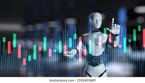 AI Integration in Financial Market Analysis and Real-Time Data Visualization. 3d render.