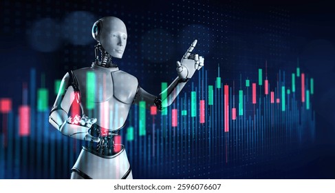 AI Integration in Financial Market Analysis and Real-Time Data Visualization. 3d render.