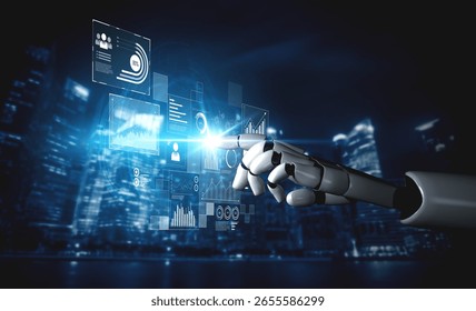 AI interacts with data analytics dashboard, reading trends, improving decisions, and enhancing insights using advanced data analytics capabilities. Vouch