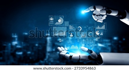 AI interacts with data analytics dashboard, reading trends, improving decisions, and enhancing insights using advanced data analytics capabilities. Vouch