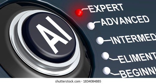 AI knob with expert indicator., 3d rendering