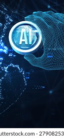 AI Learning and Artificial Intelligence Concept. Business, modern technology, internet and networking concept. 3d illustration
