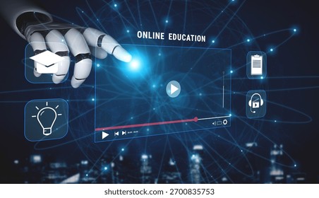An AI powered online education and e-learning platform. A concept of personalized video courses and adaptive learning in a virtual classroom. Motif