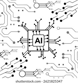 AI Processor vector icon for websites and mobile minimalistic flat design. Mini AI CPU icon in flat style.Outline AI icon. Linear artificial intelligence sign with editable stroke, digital mind