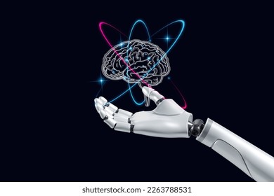 AI robot brain. Using artificial intelligence technology. with their own development ideas problem solving via artificial intelligence