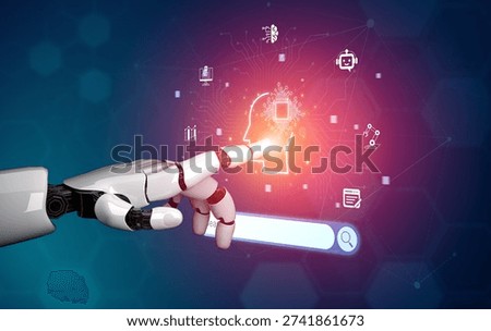 AI search engine visualized with brain, knowledge and smart technology in digital knowledge discovery concept. Corpus