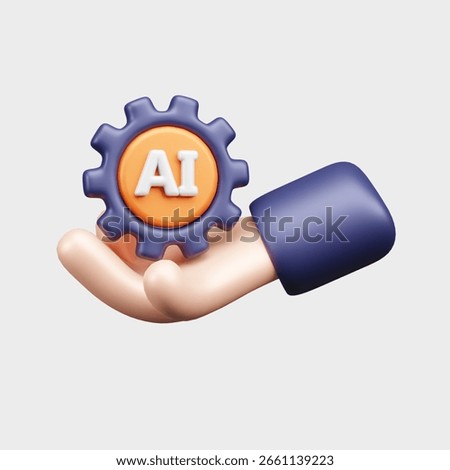 AI tech 3d ui icon or AI tech 3d illustration 