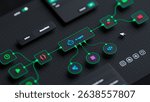 AI workflow automation artificial intelligence software interface nodes triggers data tool dashboard coding icon flow process technology 3d rendering.