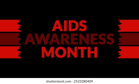 AIDS Awareness Month text with side lines on a black background. Which is observed every year in October to celebrate and wish AIDS Awareness Month. - Powered by Shutterstock