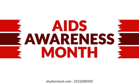 AIDS Awareness Month text with side lines on a White background. Which is observed every year in October to celebrate and wish AIDS Awareness Month. - Powered by Shutterstock