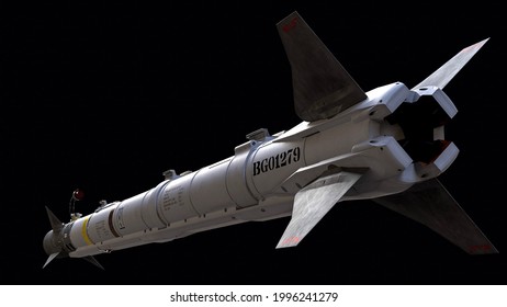 AIM-9X Sidewinder Is A Short-range Air-to-air Missile 3D Render On Black Background 