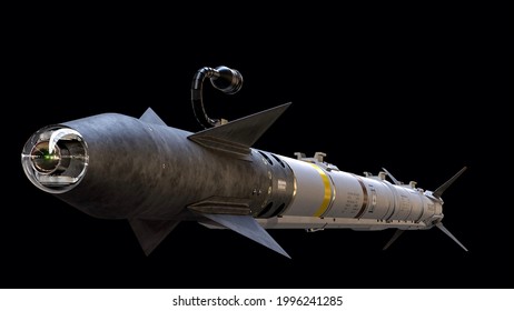 AIM-9X Sidewinder Is A Short-range Air-to-air Missile 3D Render On Black Background 