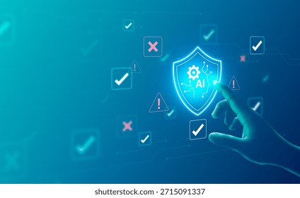 AI-powered automated debugging or troubleshooting. Artificial intelligence diagnostics and detection. System engineer using digital interface to instruct AI monitoring. AI for system maintenance.