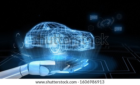 AI-Powered System Delivers Safer Vehicles.Autonomous self drive vehicle.various automotive sensing system.Smart Car of the Future.3d rendering. Imagine de stoc © 
