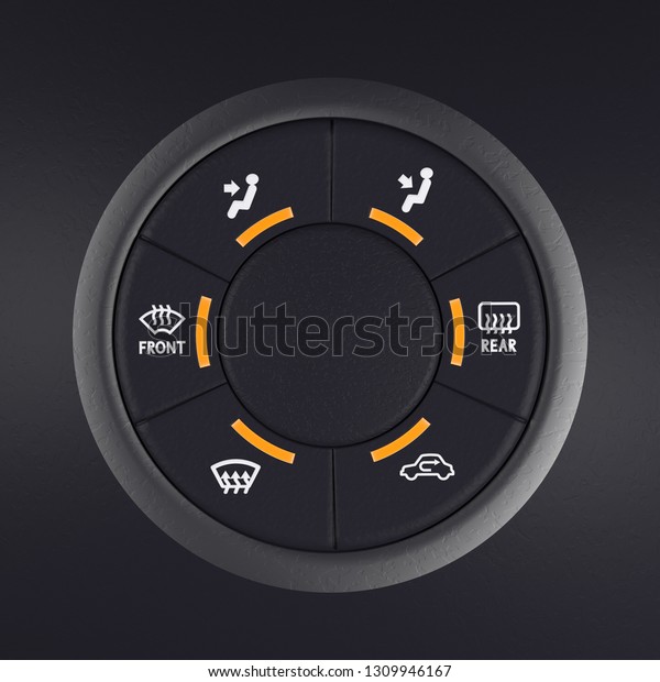 Air conditioning system control\
panel. Black car dashboard. 3d rendering\
illustration
