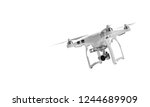 Air Drone Dron Flying with action camera. Isolated on White Background. 3D rendering
