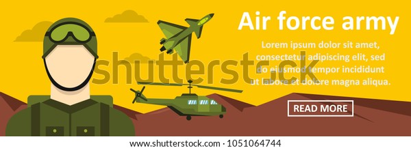 Air force\
army banner horizontal concept. Flat illustration of air force army\
banner horizontal concept for\
web