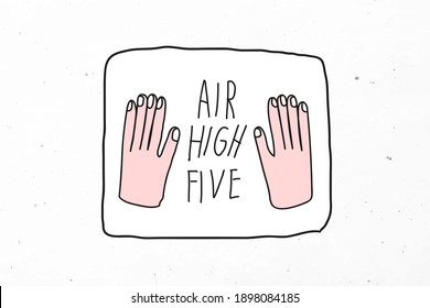 Air High Five Social Distancing Doodle Illustration