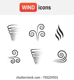 Air Icon Fresh. Wind Icons Nature, Wave Flowing, Cool Weather, Climate And Motion