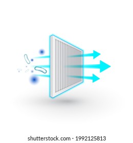 Air purifier. Air filter icon. Solid Particle and Bacterial Filter. Illustration.