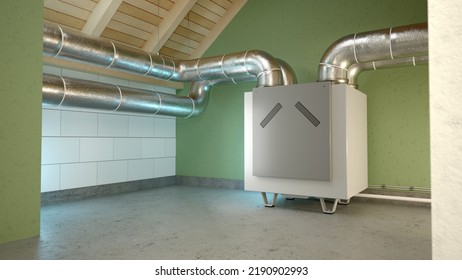 Air Recuperator - Attic Ventilation System. 3D Illustration