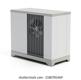 Air Source Heat Pump Isolated On White Background. 3D Illustration.