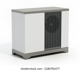 Air Source Heat Pump Isolated On White Background. 3D Illustration.