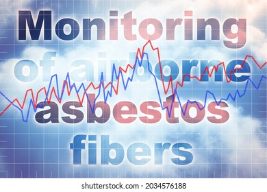 Air Testing And Monitoring Airborne Microscopic Asbestos Fibers Concentration Dispersed In Air - Concept With Text And Graph