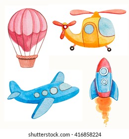 Air Transport Kids Watercolor Illustrations