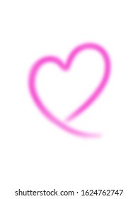 Airbrush Pink Heart On White Background