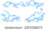 Airbrush stencil blurry vintage design of cloud for element bootleg tshirt or memorial vintage style, best for background. Isolated blurry cloud and blue sky in white background.