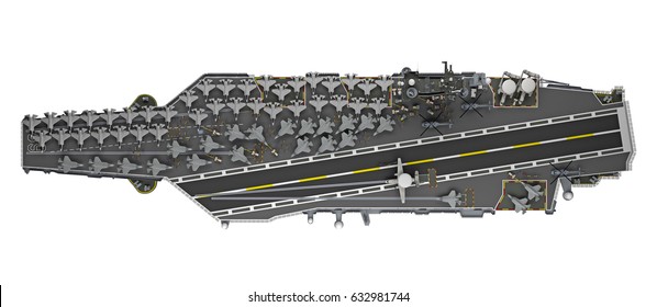 Aircraft Carrier Top View Isolated On Stock Illustration 632981744 ...