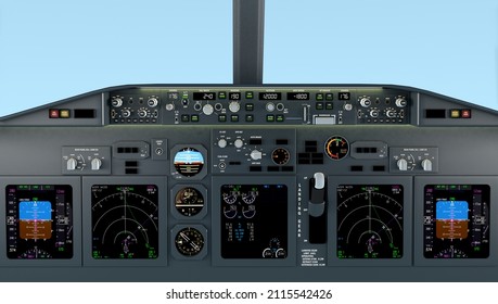 Aircraft  cockpit front panel  view 3d render