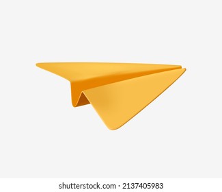 Aircraft, Icon Illustration. Realistic Paper Plane 3D Model Jet. Aircraft, Icon. Graphic Template Illustration. 3D Free To Edit