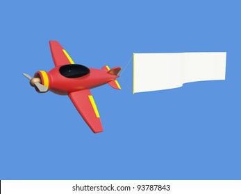 Aircraft pulling advertisement banner  on the white background