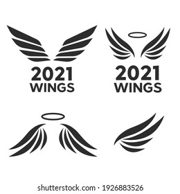 Airforce Logo Icons. Avia Logo. Set Of Heraldic Wings Or Angel Wings Drawn