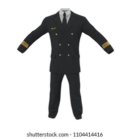 Airline Pilot Uniform On White. 3D Illustration