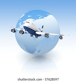 Airliner Globe Blue Background Stock Illustration 57628597 | Shutterstock