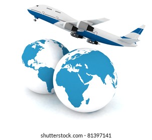 Airliner Two Globe White Background Stock Illustration 81397141 ...