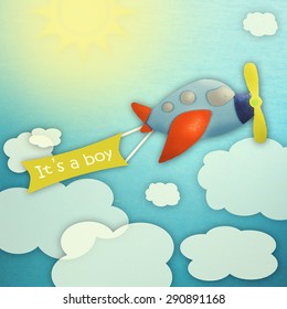 Airplane Baby Boy Announcement.