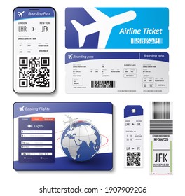 Airplane Boarding Pass Template On White 3D Illustration