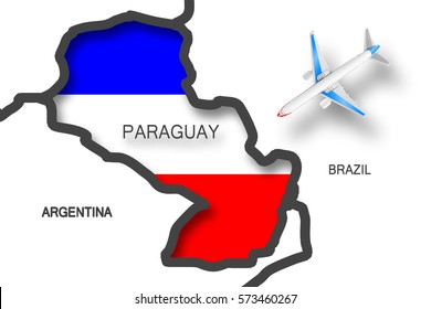 Airplane On Paraguay Map