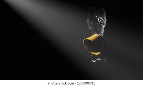 Airplane Oxygen Mask On A Dark Background Lit With A Light Beam / 3D Illustration, Rendering