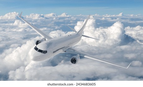 airplane in the sky, 3d rendering