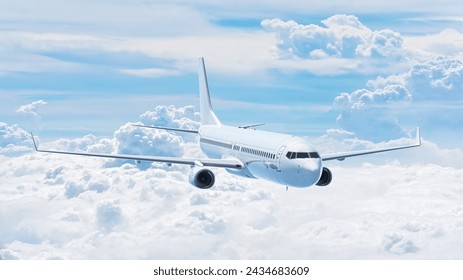 airplane in the sky, 3d rendering