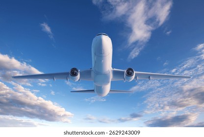 airplane in the sky, 3d rendering