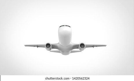 Airplane Take Off Front 3d Rendering