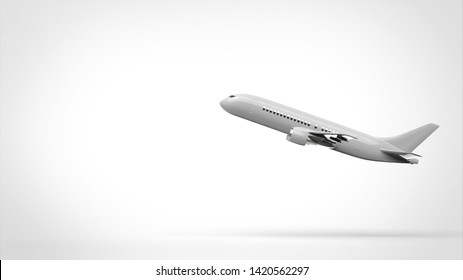 Airplane Take Off Side Right 3d Rendering